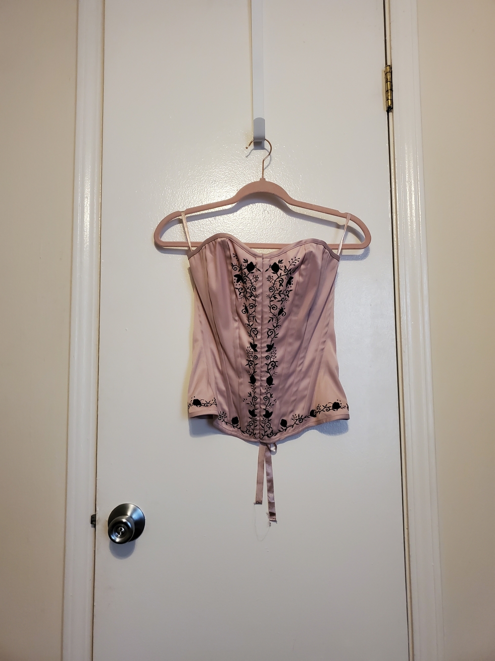 Charlotte Russe Blush Pink Embroidered Corset Bodysuit